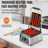 Commercial Panini Press Grill Electric Sandwich Maker Griddle Plate 9 x 9 in
